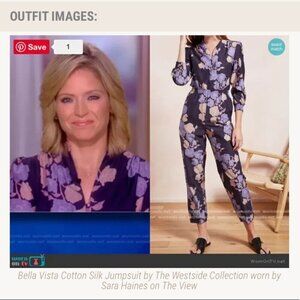 The Westside Brand Bella Vista Long Sleeve Silk Jumpsuit Floral Purple Size XS